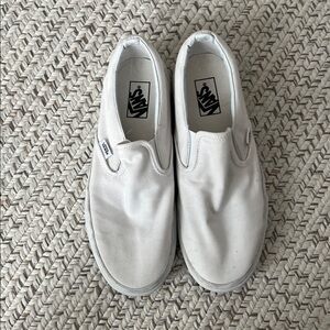 Vans White Slip-On Canvas Shoes Size 10